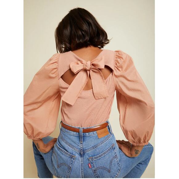 NATIONLTD Evereve Shalom Tie Back Combo Tee in Peach // Small - Picture 1 of 10